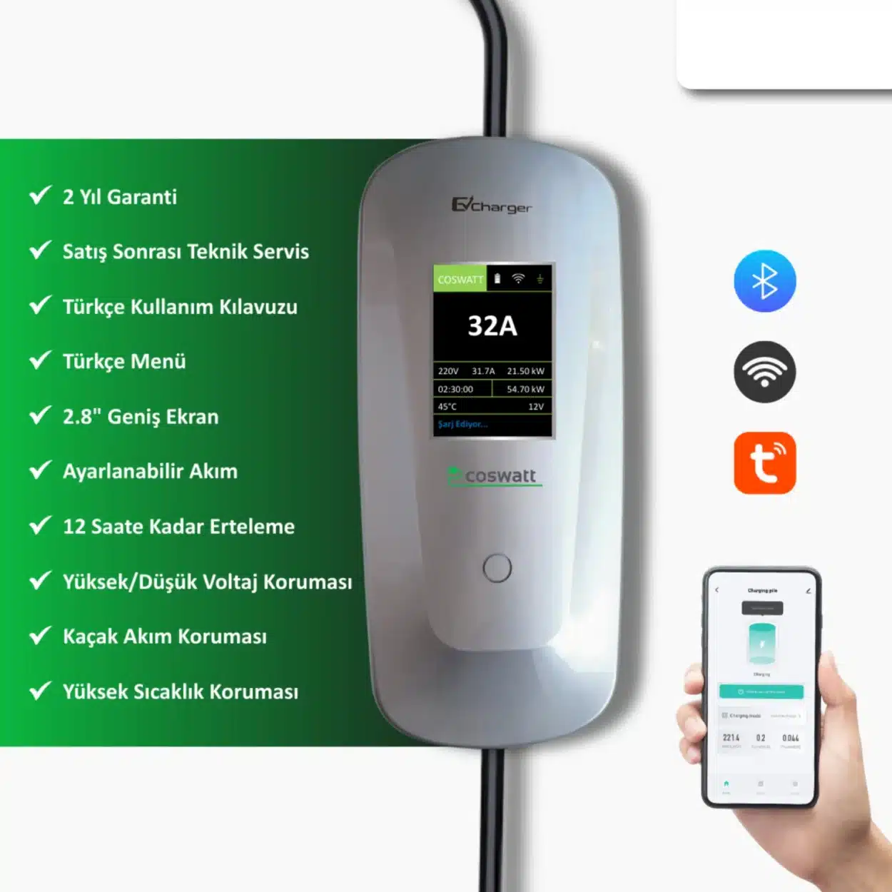 Coswatt Taşınabilir Şarj Cihazı 22 kW